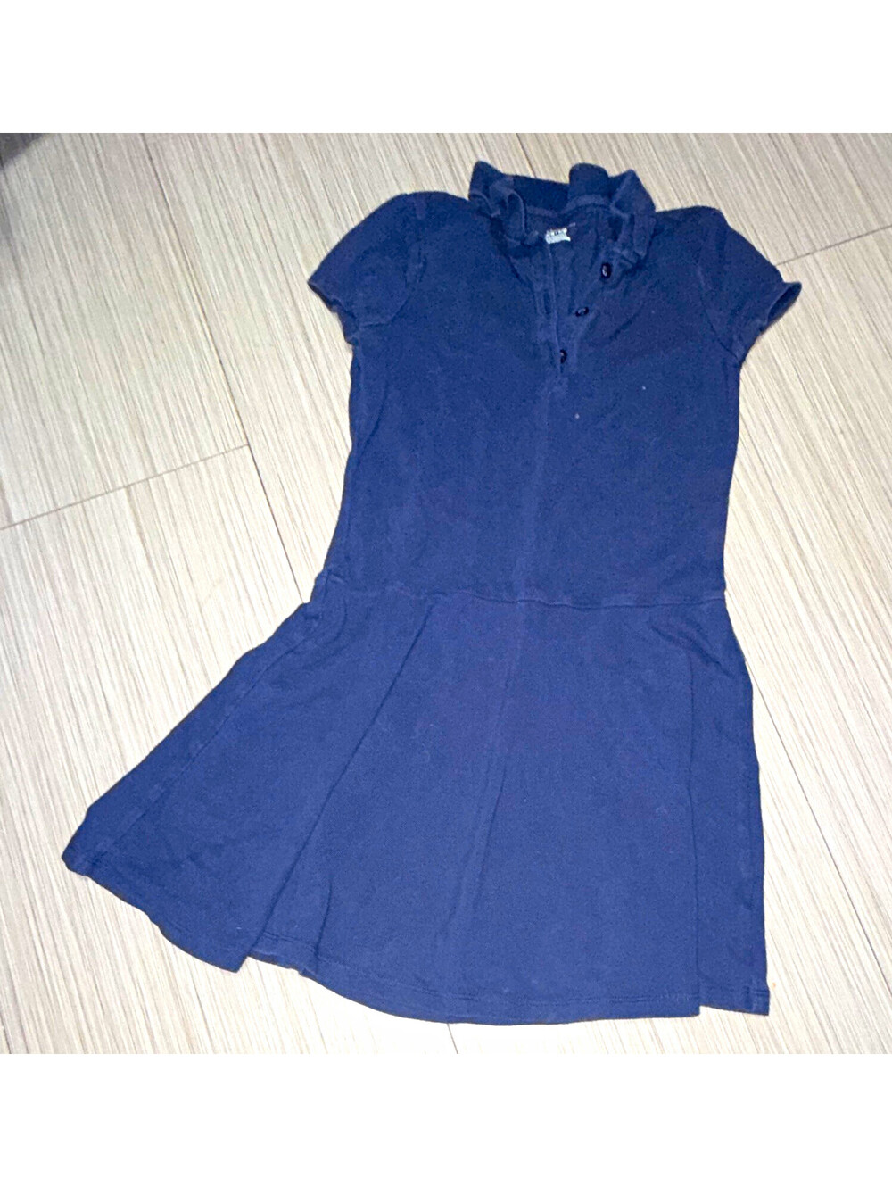 The Children's Place Girls Fit & Flare Collared Polo Dress Navy Knit M 7-8